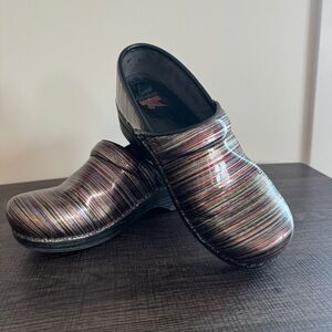 Dansko Women’s Pro Stripe Patent Leather Clogs